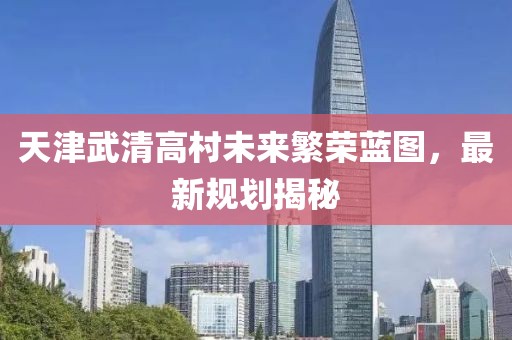 天津武清高村未来繁荣蓝图，最新规划揭秘