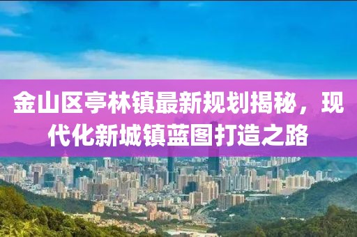 金山区亭林镇最新规划揭秘，现代化新城镇蓝图打造之路