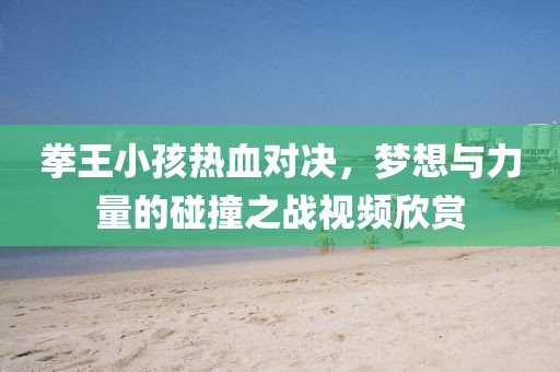 拳王小孩热血对决，梦想与力量的碰撞之战视频欣赏