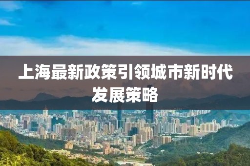 上海最新政策引领城市新时代发展策略