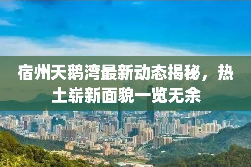 宿州天鹅湾最新动态揭秘，热土崭新面貌一览无余