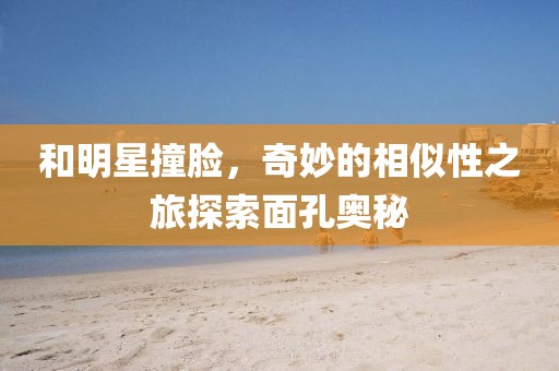 和明星撞脸，奇妙的相似性之旅探索面孔奥秘