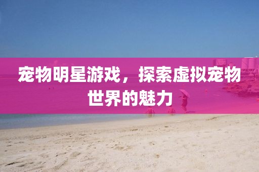 宠物明星游戏，探索虚拟宠物世界的魅力