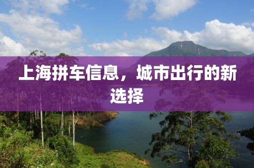 上海拼车信息，城市出行的新选择