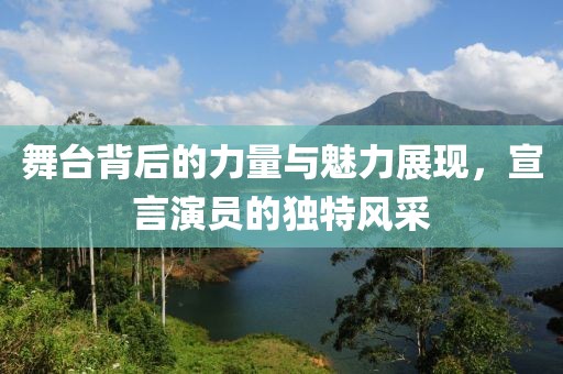 舞台背后的力量与魅力展现，宣言演员的独特风采