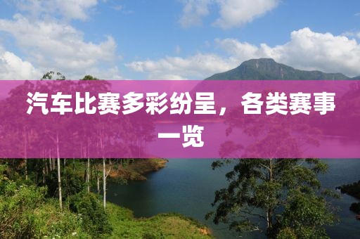 汽车比赛多彩纷呈，各类赛事一览