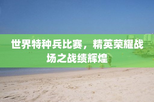 世界特种兵比赛，精英荣耀战场之战绩辉煌