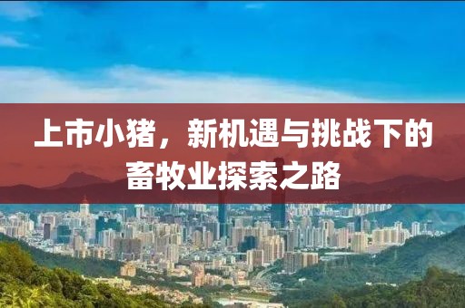 上市小猪，新机遇与挑战下的畜牧业探索之路