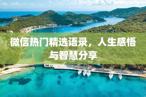 微信热门精选语录，人生感悟与智慧分享