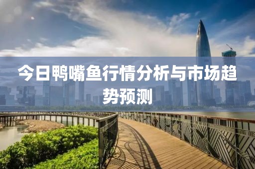 今日鸭嘴鱼行情分析与市场趋势预测