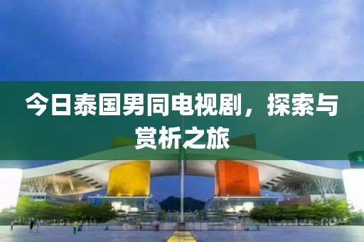 今日泰国男同电视剧，探索与赏析之旅
