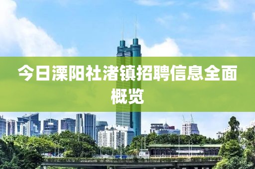 今日溧阳社渚镇招聘信息全面概览