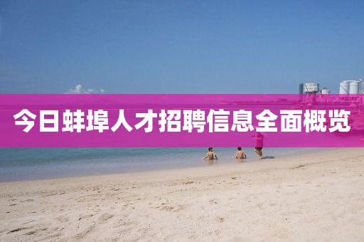 今日蚌埠人才招聘信息全面概览