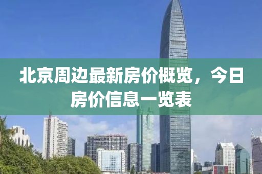 北京周边最新房价概览，今日房价信息一览表