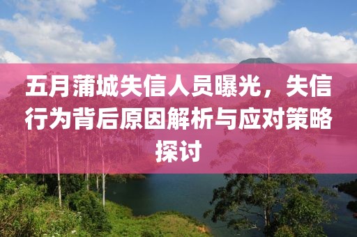 五月蒲城失信人员曝光，失信行为背后原因解析与应对策略探讨