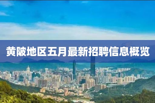 黄陂地区五月最新招聘信息概览