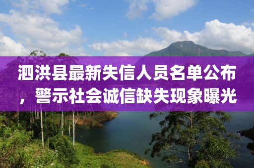 泗洪县最新失信人员名单公布，警示社会诚信缺失现象曝光