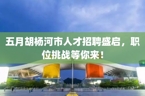 五月胡杨河市人才招聘盛启，职位挑战等你来！